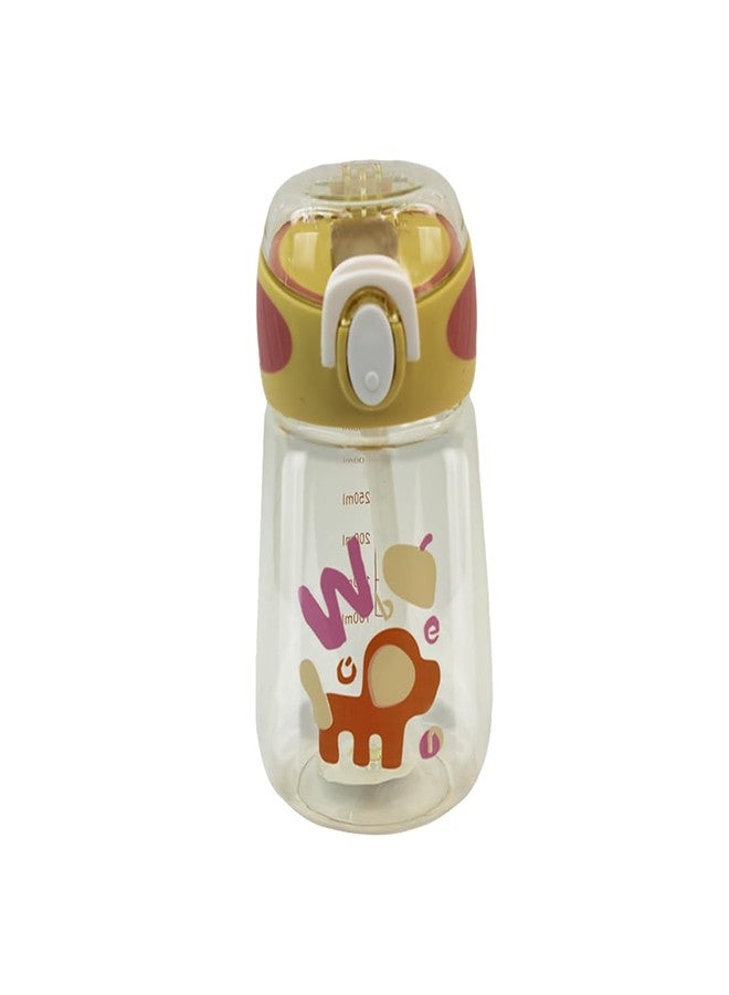 ATTRO Sippy Kids 400Ml Plastic Water Bottle with Fliptop Lid & Straw Kids Bottle Ml Mention for Daily Water Intake BPA Free, Leakproof - Yellow - Image 1
